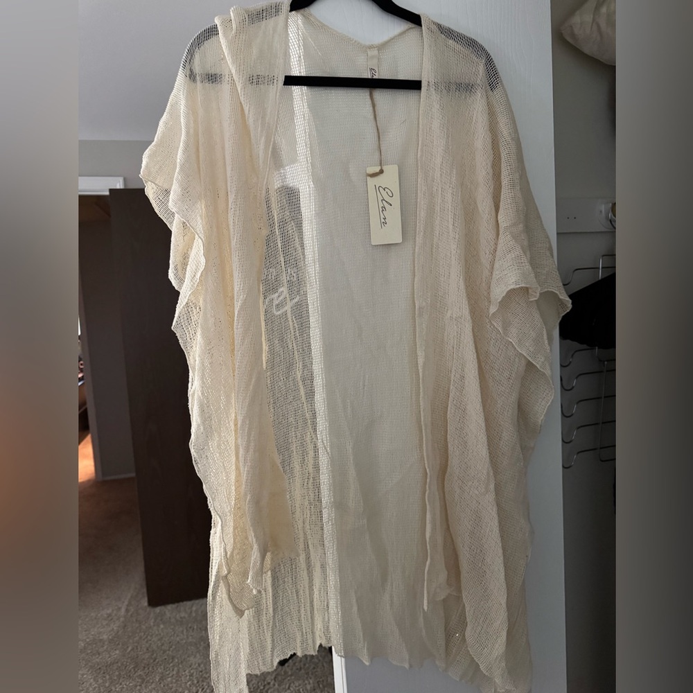 Elegant Sheer Cream Kimono Cardigan